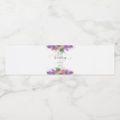 Paarse en roze Waterverf Lila bloemen bruiloft Waterfles Etiket (Enkel label)