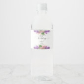 Paarse en roze Waterverf Lila bloemen bruiloft Waterfles Etiket (Voorkant)