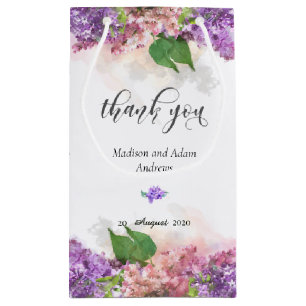 Paarse en roze Waterverf Lila bloemen Dank u Klein Cadeauzakje