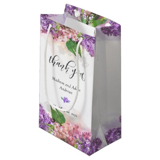 Paarse en roze Waterverf Lila bloemen Dank u Klein Cadeauzakje (Voorkant Gekanteld)