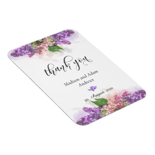 Paarse en roze Waterverf Lila bloemen Dank u Magneet (Rechterzijde)