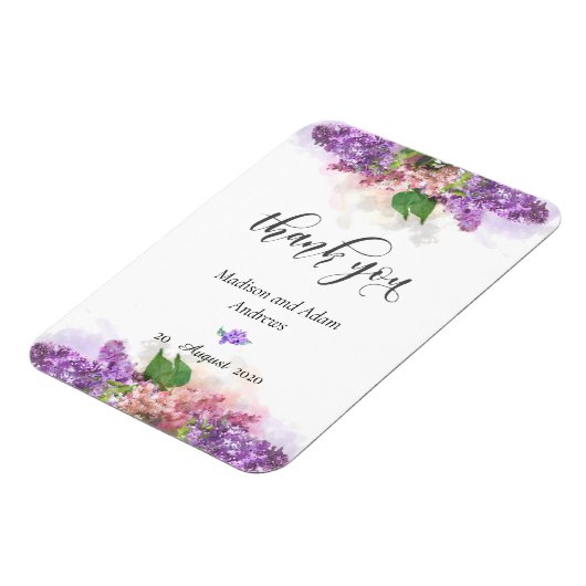 Paarse en roze Waterverf Lila bloemen Dank u Magneet (Linkerzijde)