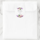 Paarse en roze Waterverf Lila bloemen Dank u Ronde Sticker (Tas)