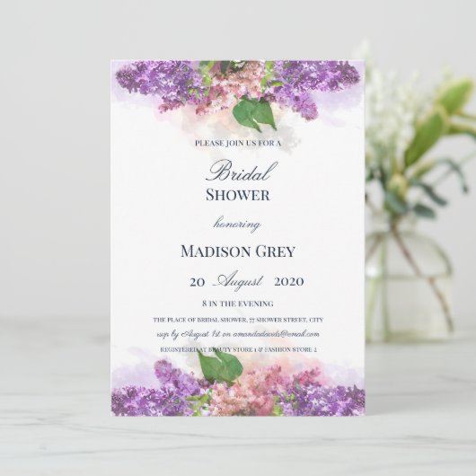 Paarse en roze Waterverf Lilacs Vrijgezellenfeest Kaart (Staand voorkant)