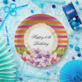 Paarse en roze Waterverf Magnolia Birthday Papieren Bordje (Feest)