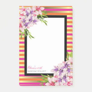 Paarse en roze Waterverf Magnolia Birthday Post-it® Notes