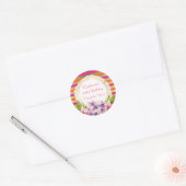 Paarse en roze Waterverf Magnolia Birthday Ronde Sticker (Envelop)