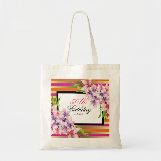 Paarse en roze Waterverf Magnolia Birthday Tote Bag (Voorkant)