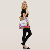 Paarse en roze Waterverf Magnolia Birthday Tote Bag (Op model)