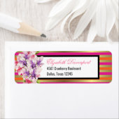 Paarse en roze Waterverf Magnolia en Stripes Etiket (Insitu)