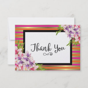Paarse en roze Waterverf Magnolia Hartelijk dank Bedankkaart