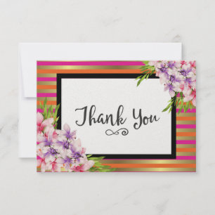 Paarse en roze Waterverf Magnolia Hartelijk dank Bedankkaart