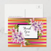 Paarse en roze Waterverf Magnolia Hartelijk dank Briefkaart (Voorkant / Achterkant)