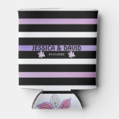 Paarse en roze Waterverf strepen Blikjeskoeler (Voorkant)