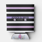 Paarse en roze Waterverf strepen Blikjeskoeler (Achterkant)