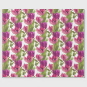 Paarse en roze Waterverf Tulip Floral Cadeaupapier (Vlak)