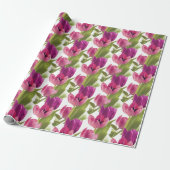 Paarse en roze Waterverf Tulip Floral Cadeaupapier (Uitgerold)
