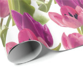 Paarse en roze Waterverf Tulip Floral Cadeaupapier (Rol Hoek)