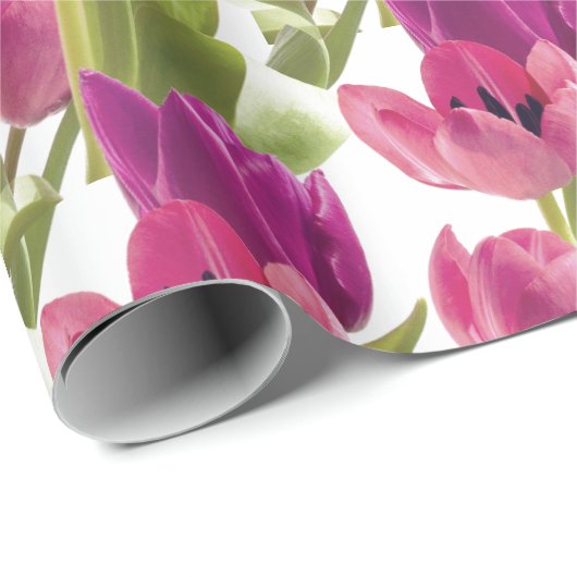 Paarse en roze Waterverf Tulip Floral Cadeaupapier (Rol Hoek)
