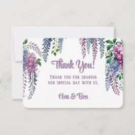  Paarse en Roze Wisteria bruiloft Bedankkaart