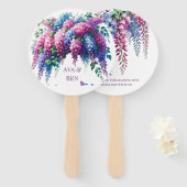 Paarse en Roze Wisteria Flower Wedding Handwaaier (Voorkant en achterkant)