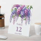 Paarse en Roze Wisteria Trouwtafel Nummer Reclamebord Met Voetstuk (Insitu)