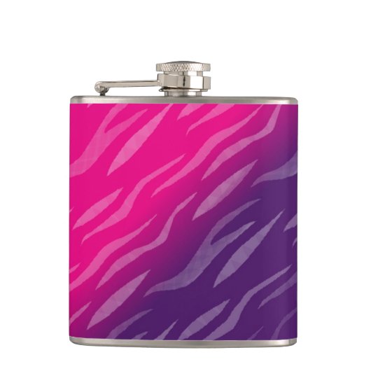 Paarse en roze Zebra Heupfles (Voorkant)