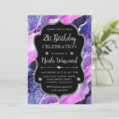 Paarse en Roze Zeemeermin Agaat Lijst Verjaardag Kaart (Staand voorkant)