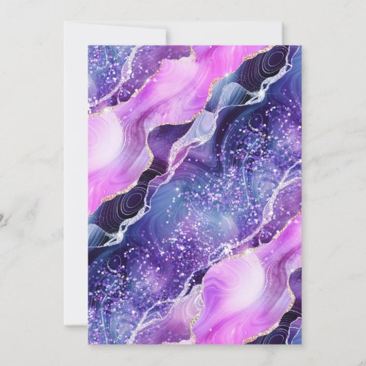 Paarse en Roze Zeemeermin Agaat Lijst Verjaardag Kaart (Achterkant)