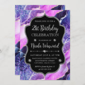 Paarse en Roze Zeemeermin Agaat Lijst Verjaardag Kaart (Voorkant / Achterkant)