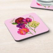 paarse en roze zoete erwt bier onderzetter (Linkerzijde)