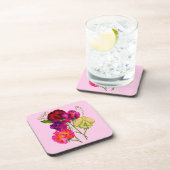paarse en roze zoete erwt bier onderzetter (Rechterzijde)
