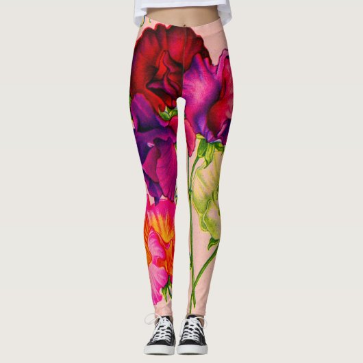 paarse en roze zoete erwt leggings (Voorkant)