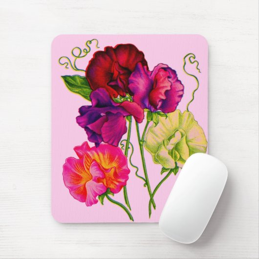 paarse en roze zoete erwt muismat (Met muis)