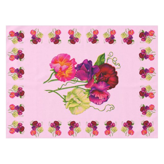 paarse en roze zoete erwt tafelkleed (Voorkant (Horizontaal))