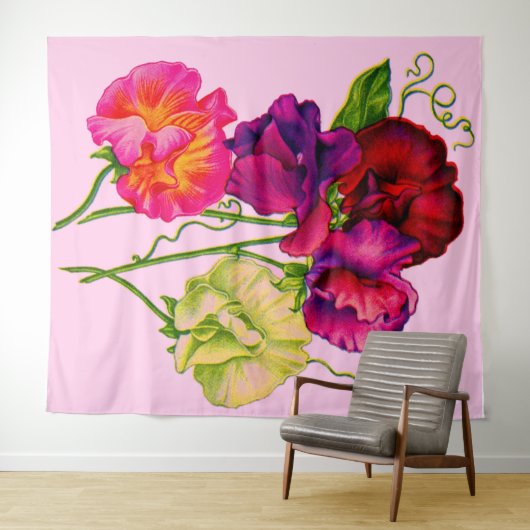 paarse en roze zoete erwt wandkleed (In Situ (horizontaal))