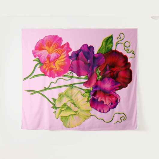 paarse en roze zoete erwt wandkleed (Voorkant (horizontaal))