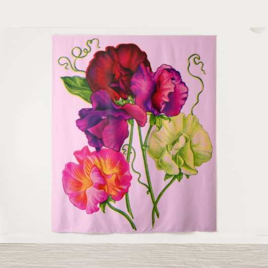 paarse en roze zoete erwt wandkleed (Voorkant)