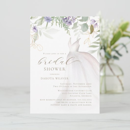 Paarse en Sage Green Wildflower Vrijgezellenfeest Kaart (Staand voorkant)