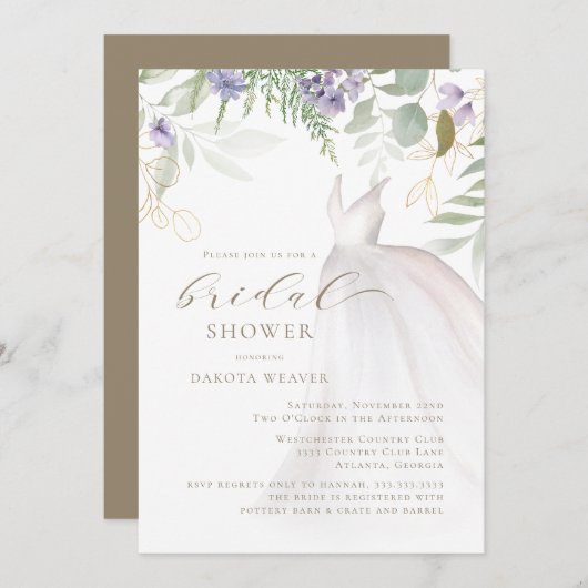 Paarse en Sage Green Wildflower Vrijgezellenfeest Kaart (Voorkant / Achterkant)