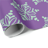 Paarse en Sage Sneeuwvlok Kerst Wrapping Papier (Rol Hoek)