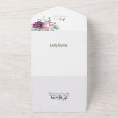 Paarse en Salie Bloemen Rustieke bruiloft All In One Uitnodiging (Buitenkant)