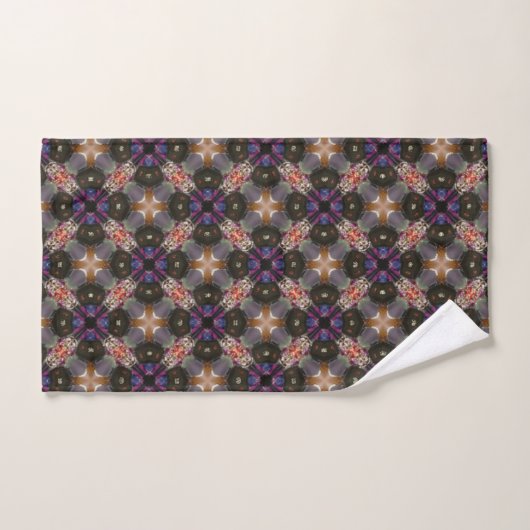 Paarse en schaduwen van bruin geometrisch patroon bad handdoek (Handdoek)
