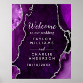 Paarse en Silver Agaat bruiloft Welkom Poster (Voorkant)