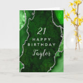 Paarse en Silver Agaat Happy Birthday Kaart (Gele Bloem)