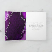 Paarse en Silver Agaat Happy Birthday Kaart (Binnen)
