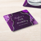 Paarse en Silver Agaat Marmer Verjaardag Kartonnen Onderzetters (Schuin)