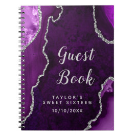 Paarse en Silver Agaat Sweet Sixteen Gastenboek Notitieboek