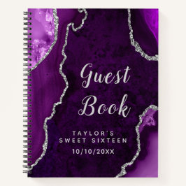 Paarse en Silver Agaat Sweet Sixteen Gastenboek Notitieboek