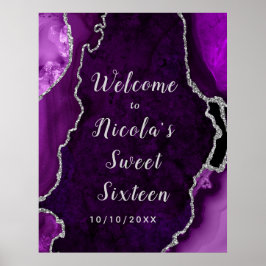 Paarse en Silver Agaat Sweet Sixteen Welkom Poster